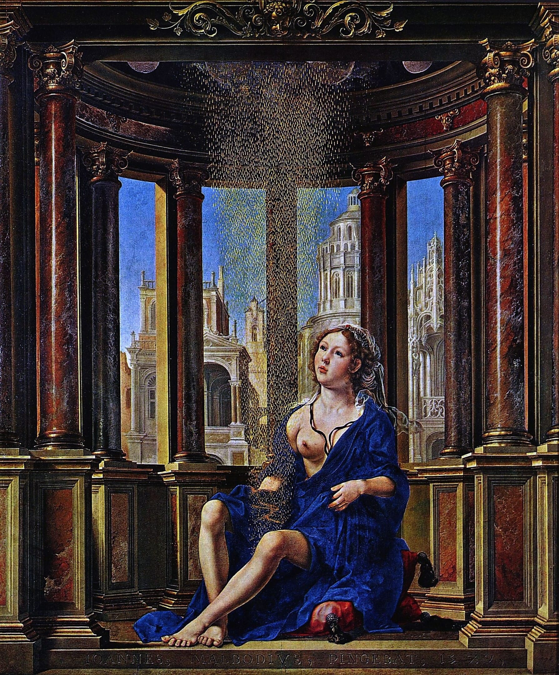 Даная, 1527 год, Ян Госсарт, прозванный Мабузе. Масло, панель, 114,3 х 95,4 см.